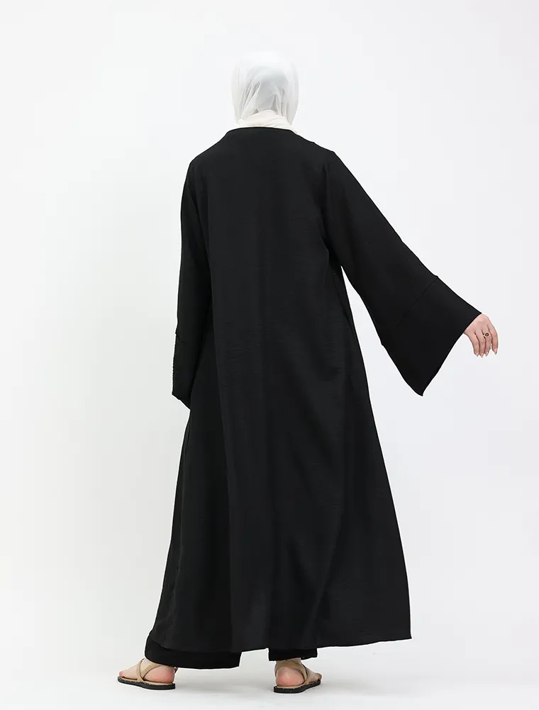 Black Linen Feel Wrap Co Ord Set